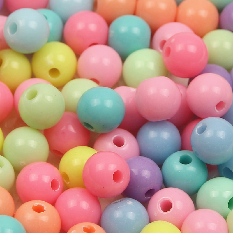 6/8/10/12/14/16/18/20mm Spring Color Acrylic Beads Round Loose Spacer Beads For Jewelry Making