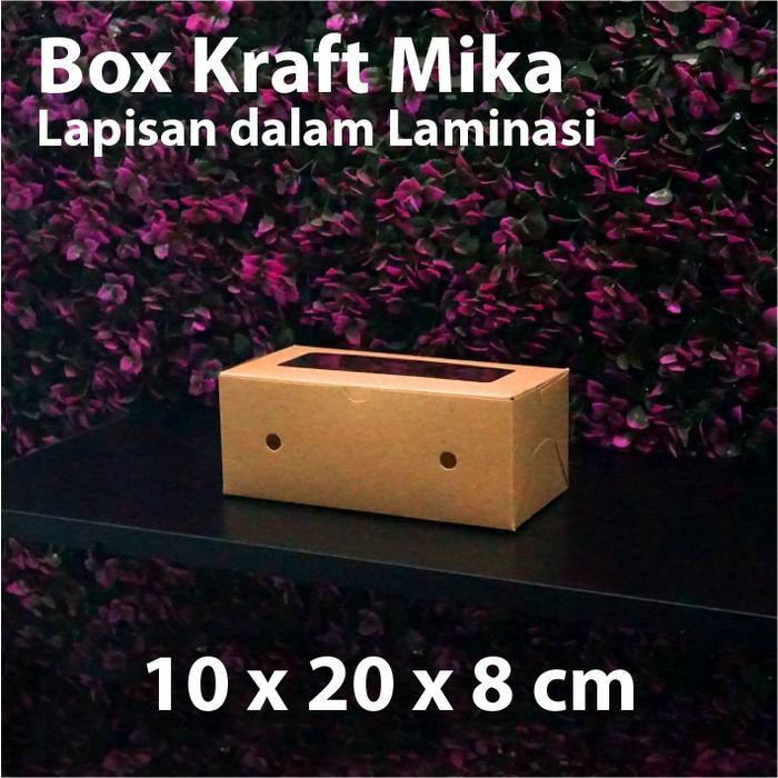 DUS KRAFT 10 X 20 X 8 CM DENGAN MIKA - BOX CAKE COKLAT SNACK