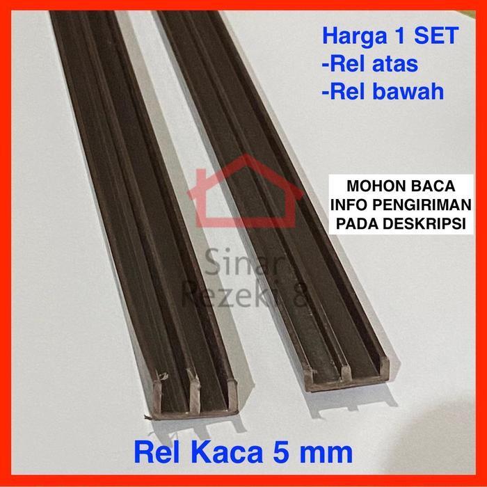 Rel Kaca 5 mm Plastik / Sliding Coklat Pintu Lemari Geser .