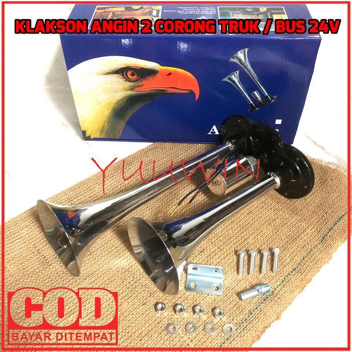 Klakson Angin 2 Corong 24V - Air Horn 24V - Klakson Terompet 2 Corong