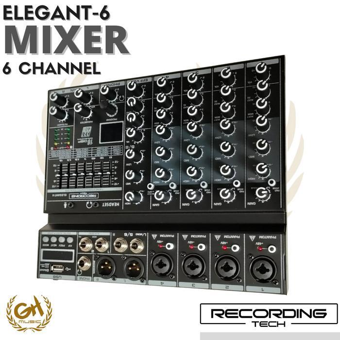 Recording Tech Elegant 6 - Mixer 6 Channel Podcast Recording Karaoke Pasti Ori