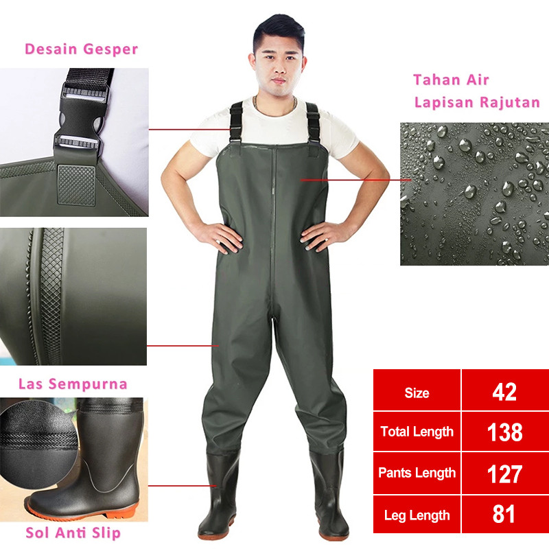 Sepatu Boot Karet Petani Sawah Panjang/Celana Waeder Sepatu Boot Anti Slip/Celana Wader