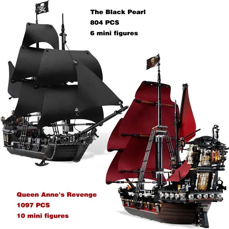 Black Ship Pearl Compatible With Pirates Model Ships Building Blocks
