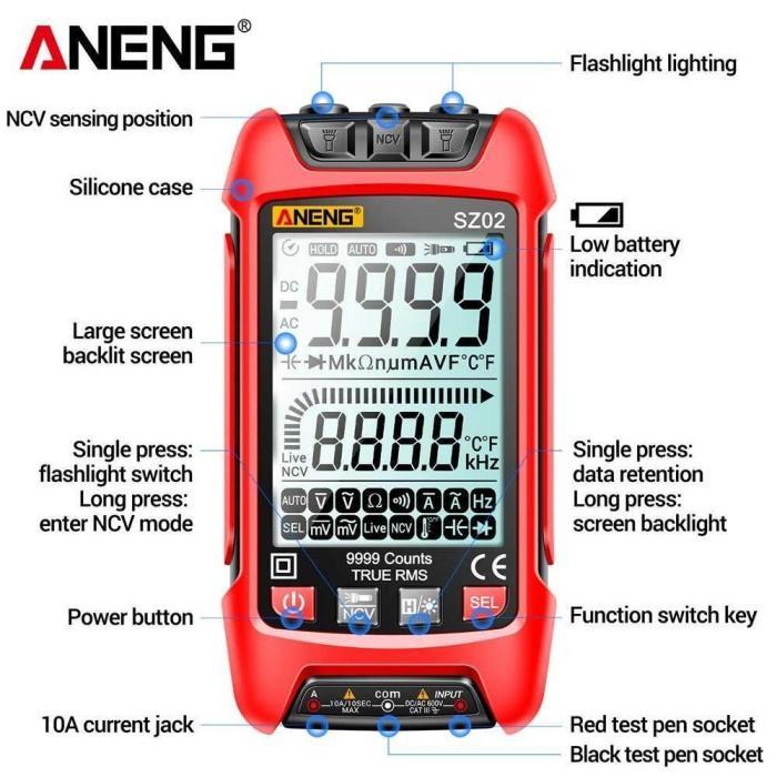 ANENG Digital Multimeter Multitester Voltage Tester Burn Proof - SZ02