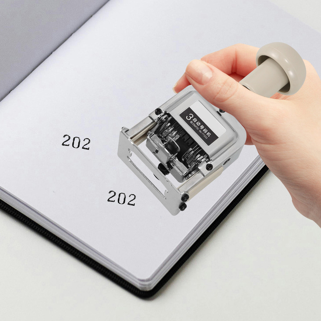 Automatic Number Stamp Self-Inking Metal Number Stamper Portable Handheld Office Numbering Tool for