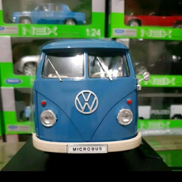 Diecast Welly Skala 1:18 Volkswagen T1 Bus 1963 Biru Baru Bukan Bekas Komplit
