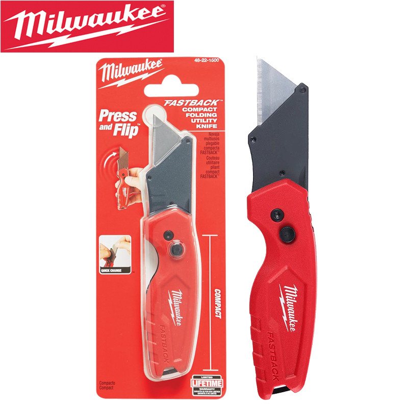 Milwaukee 48-22-1500 FSTBACK Compact Folding Utility Knife Press & Flip Quick Change With Blade Hold