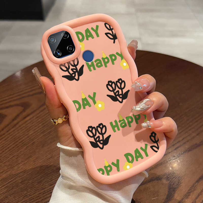 Casing Untuk Realme C15 Case Casing pola Anjing dan Bunga Kasing HP ceruk Kesing mewah Cesing tipis 