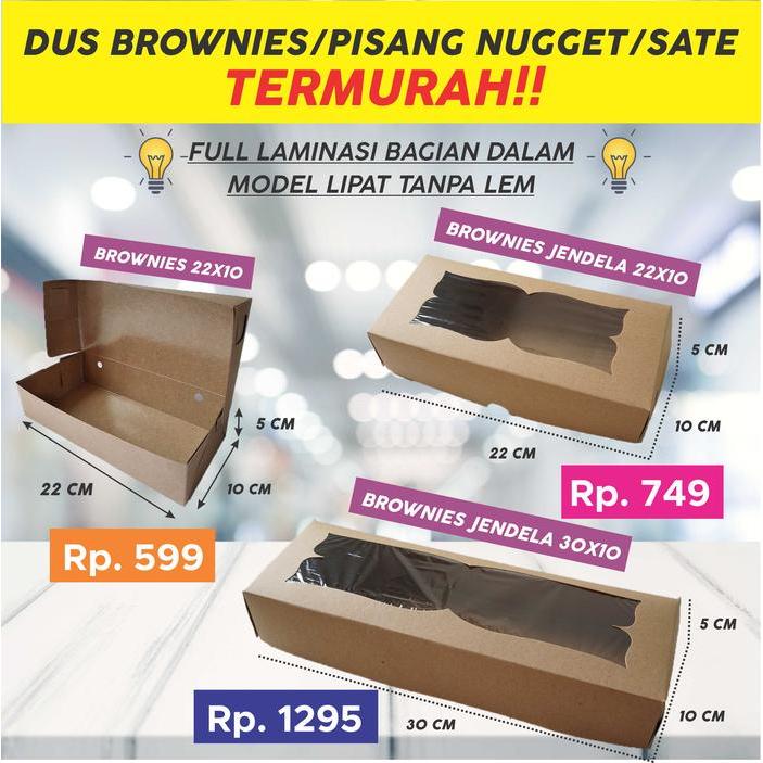 Dus Box Brownies /Pisang Nugget /Sate /Cake /Kue Kraft Coklat Jendela