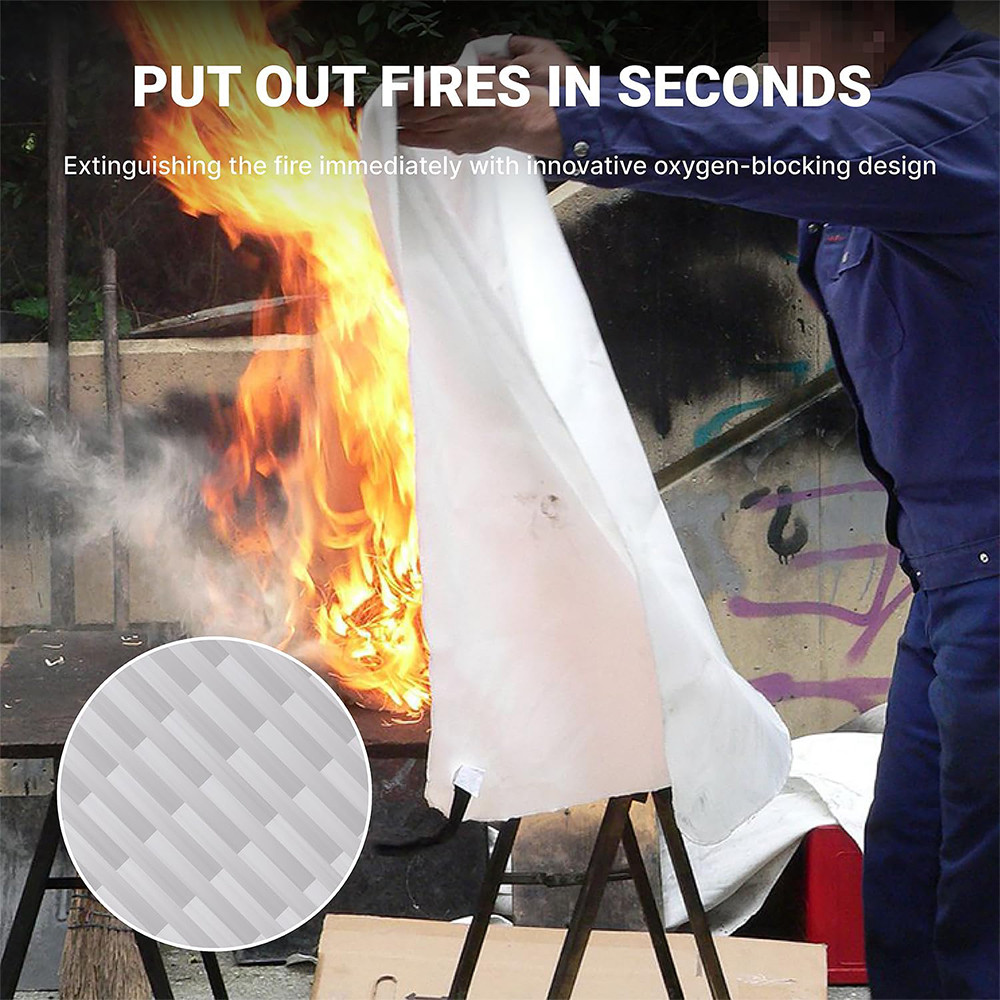Fire Blanket 1/1.2/2M Easy & Quick Unfolding Fire Blanket Lightweight Emergency Fire Blanket for