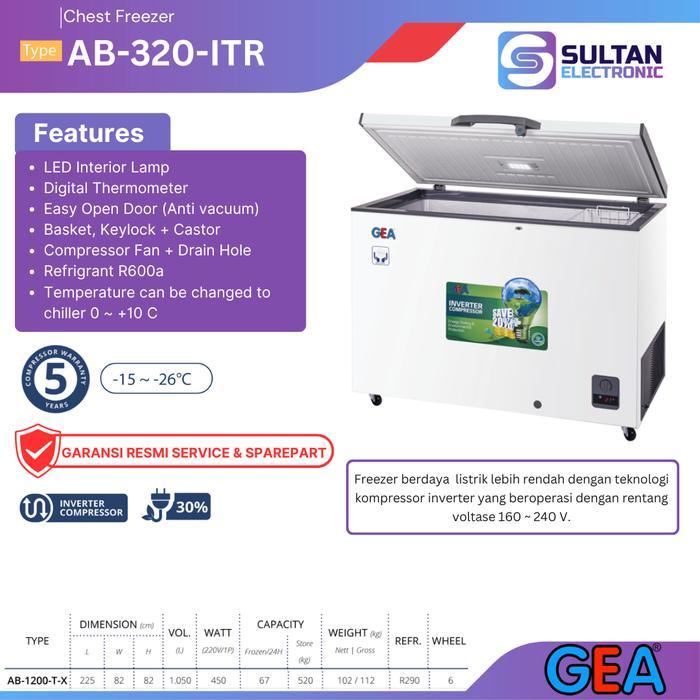 GEA CHEST FREEZER INVERTER AB-320-ITR / AB 320 ITR / AB320ITR / KULKAS