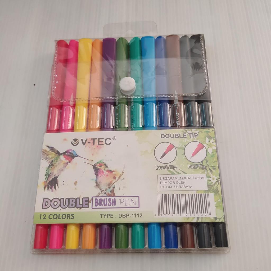 Brush Pen 12 colors V - TEC ( Brush Pen 12 warna V - TEC)pena kuas