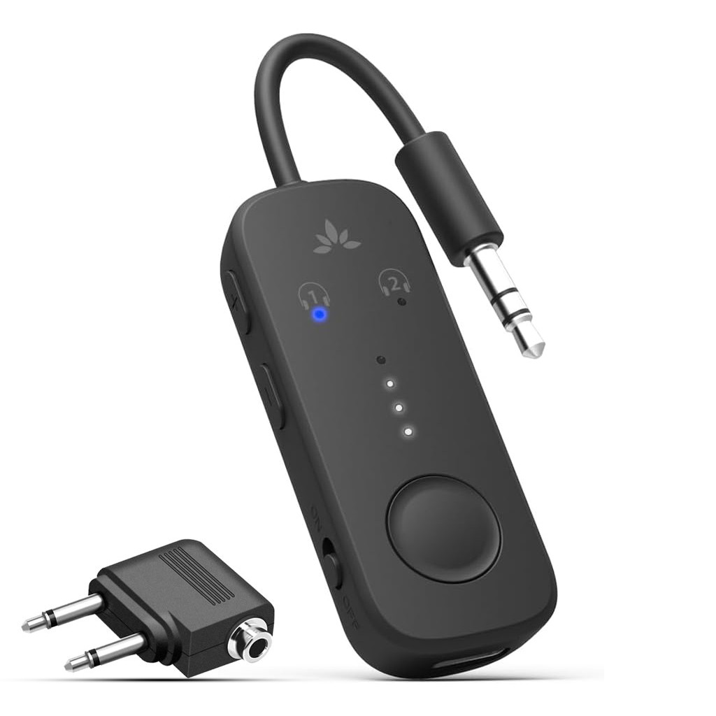 Avantree Relay - Premium Airplane Bluetooth 5.3 Adapter for Headphones 3.5mm AUX Jack Wireless Audio