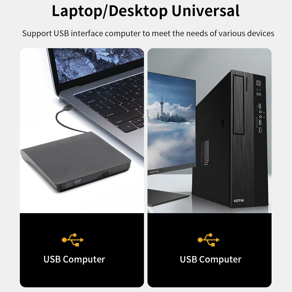 TISHRIC External CD Reader USB External CD And DVD Player For PC Desktop Laptop Usb 3.0 External DVD