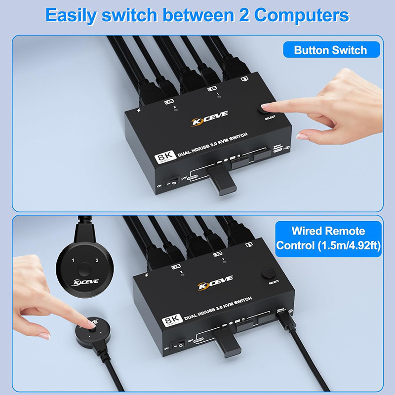 8K USB 3.0 HDMI-compatible KVM Switch dock station Multi-function HDMI-compatible Splitter USB HUB