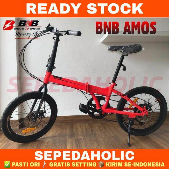 Sepeda Lipat 20 Inch BNB Amos 7 Speed Rem Cakram - Merah