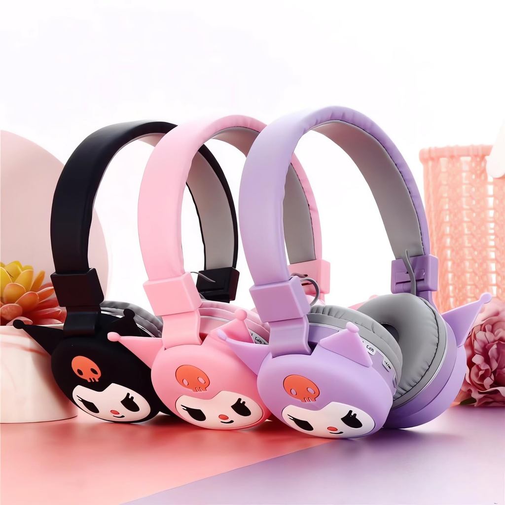 Cute Sanrio Hello Kitty Pink Bluetooth Headset Wireless Foldable Lightweight Earphone with Mic for