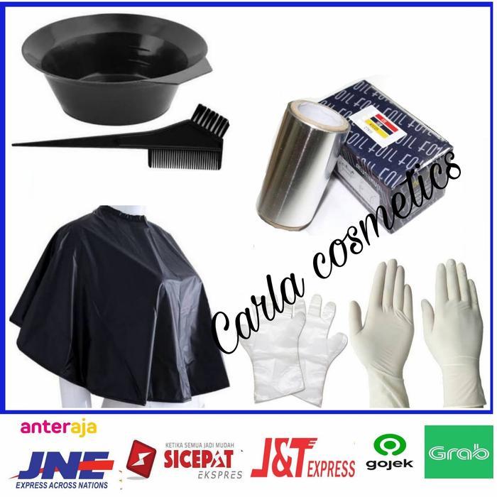 paket alat cat rambut mangkok cat,sisir cat, alumunium foil, highlight