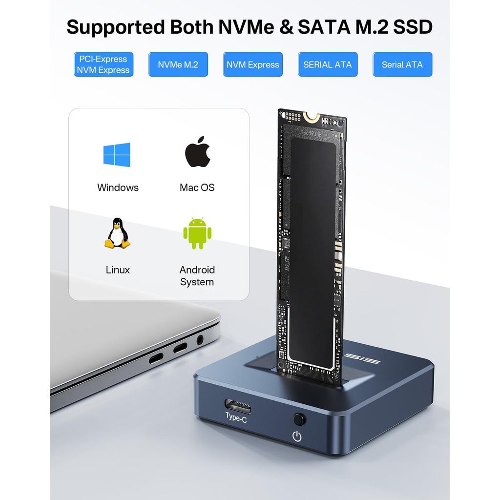 Acasis NVME SSD Enclosure M.2 NVMe & SATA to USB C/A Docking Station10 Gbps Aluminium Supports M.2