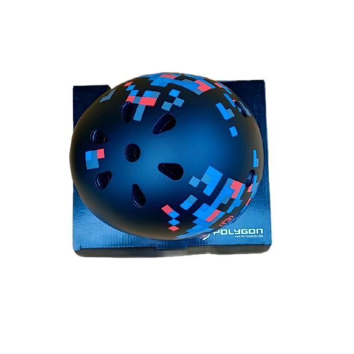 Helm Pixel Blue Red Batok BMX Polygon Size L. Helmet Sepeda Adjustable Size L