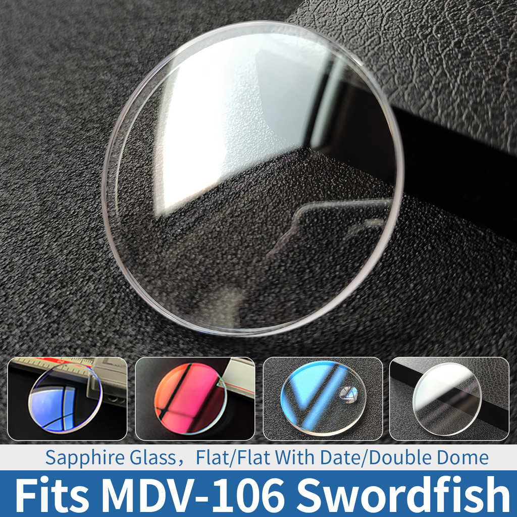 Sapphire Crystal For MDV-106 Swordfish Flat Double Dome Brand Duro Dolphin 200m Divers Watch Blue
