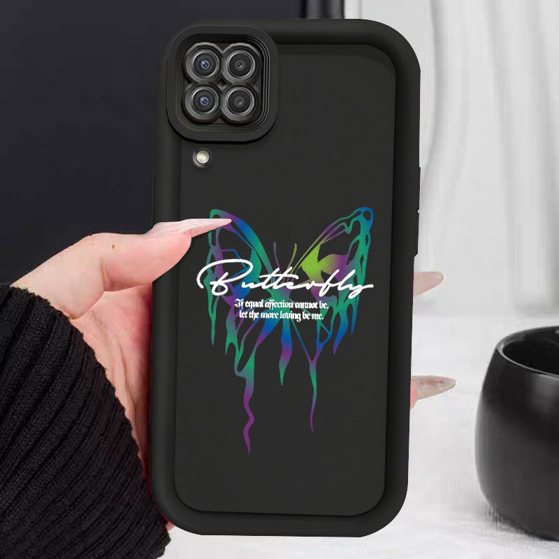 Casing Hp untuk Samsung Galaxy A22 M22 Case Laser butterfly pattern Kasing silikon Cesing  Softcase 