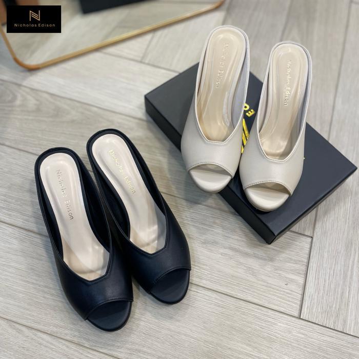 Nicholas Edison Heels Fabia Block Heels garis slip on nyaman