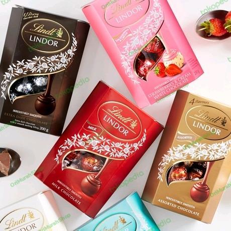 Coklat Lindt Lindor Chocolate Milk Assorted Pistachio Dark Cokelat Truffle Box Cornet Premium Swiss