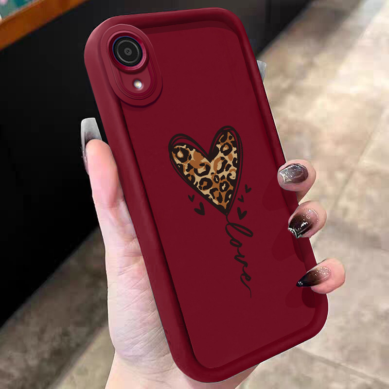 Casing Hp untuk Samsung Galaxy A03 Core Case Hati motif macan tutul Kasing silikon Cesing modern Sof