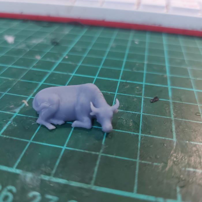 Miniatur Figure Animal 1/64 Kerbau Tidur Diecast Hewan - n0