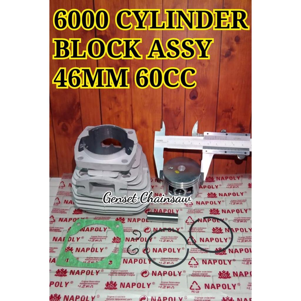 6000 5800 5200 CYLINDER BLOCK ASSY BORING 46MM 60CC CHAINSAW KECIL