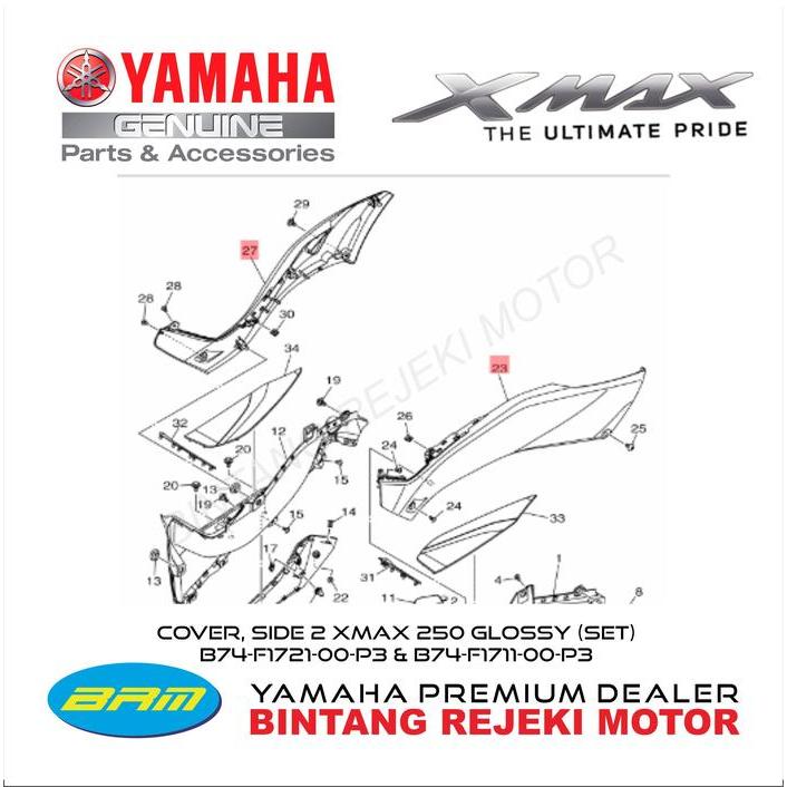 Cover, Side 2 Xmax 250 Glossy (Set) B74-F1721-00-P3 & B74-F1711-00-P3
