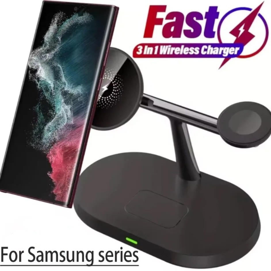 3 In 1 Magnetic Wireless Charger For Samsung Galaxy S25 S24 S23 Watch 8 7 6 5 4 3 Active 1 2 Earbuds