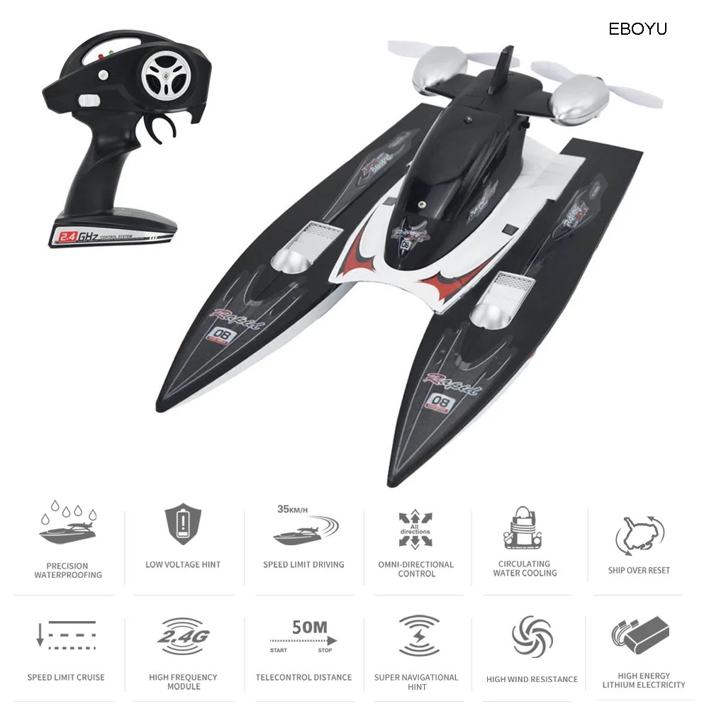 EBOYU FY616 RC Boat 2.4GHz 35km/h High Speed RC Racing Boat Velocity