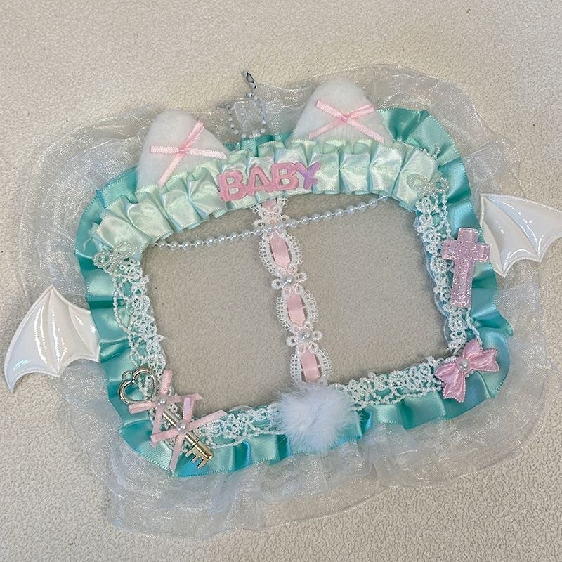 double card holder itabag accessories y2k accessories ita bag decoration cat ear lace ins idol photo