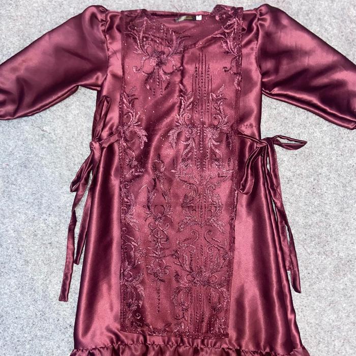 Aruna Aqila Dress Baju Anak Perempuan Mahogany Burgundy Emerald Blue Usia 1-12 Tahun - Dress Lebaran
