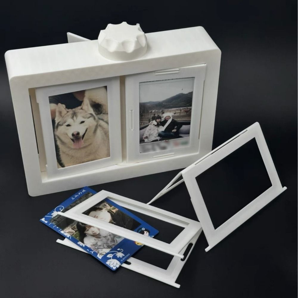 12 Pockets 3D Rotating Photocard Holder Protective Transparent Tabletop Photo Frame Easy To Install