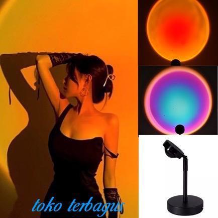 lampu tidur proyektor sunset matahari terbenam pelangi lampu selfie