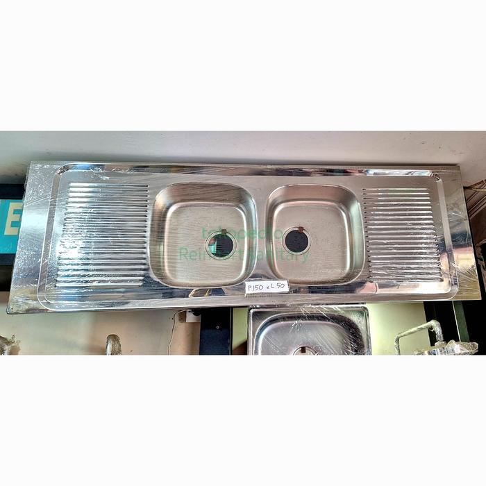 Promo bak cuci pring 2 lubang pakai sayap stainless