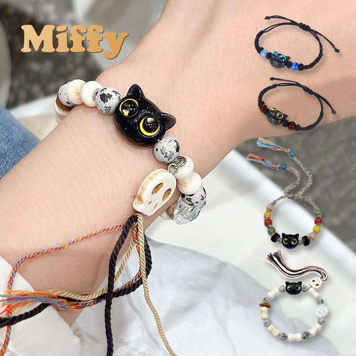 miffy gelang couple persahabatan motif black cat aksesoris gelang tali serut adjustable