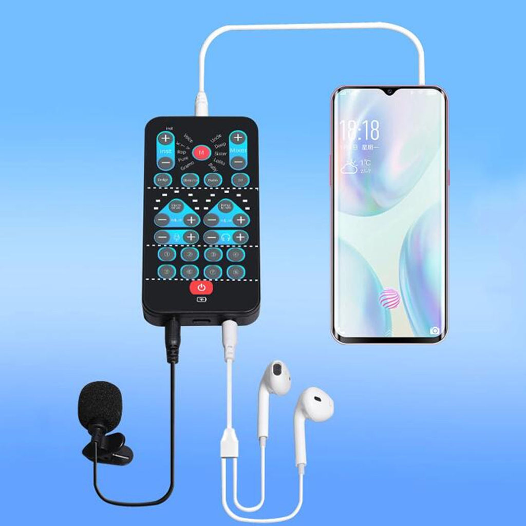 Multi-Function Voice Changer Sound Card 8 Voice Modification Effects Microphone Voice Changer for