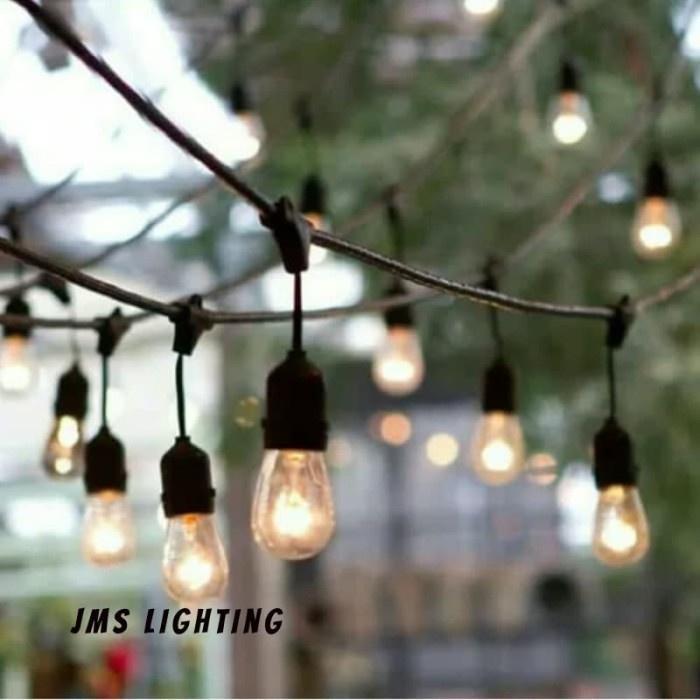 Fitting Lampu Gantung 10METER+ 20 FITTING Lampu Outdoor Cafe