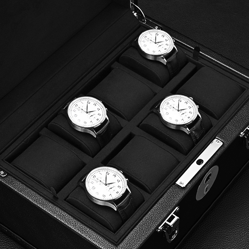 FANXI Luxurious Leather Watch Box with Lining & Fingerprint Unlock for Jewelry Storage & Cases