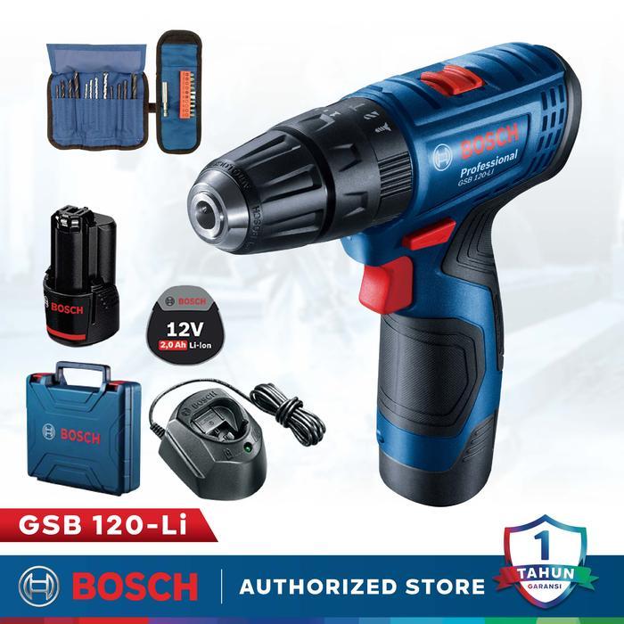 Bosch Gsb 120-Li Cordless Impact Drill Bor Tembok Baterai 120 Li Accessories Bor Cordless Bosch Bor