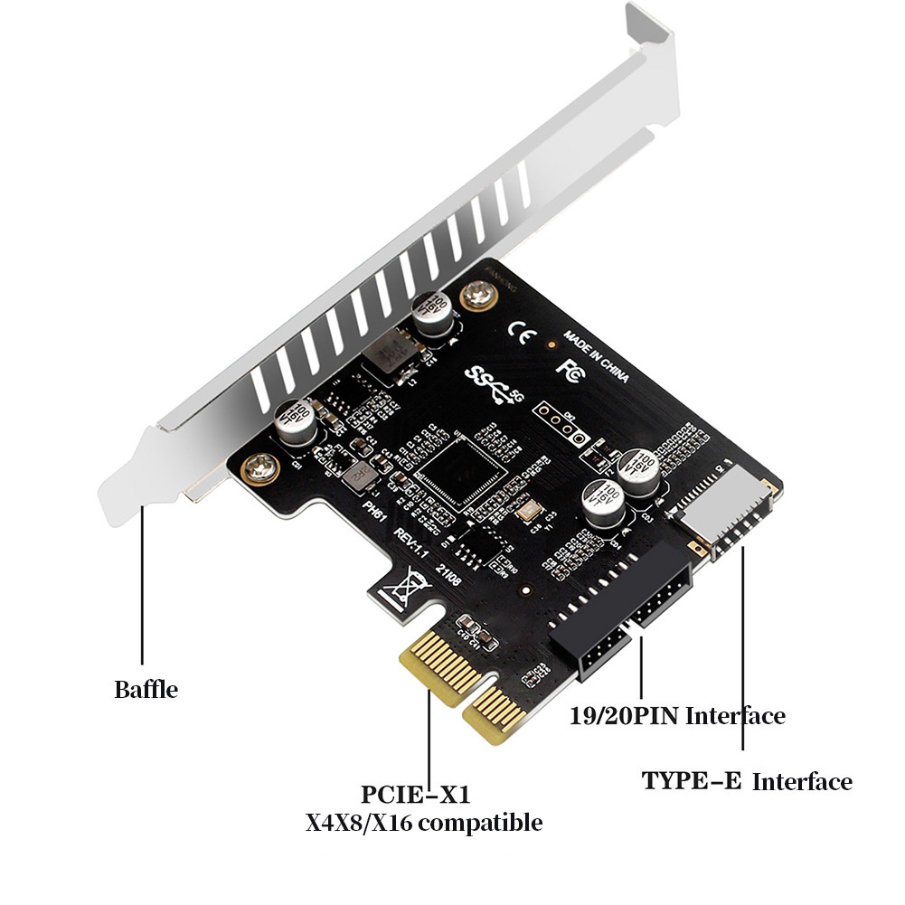 Computer PCI-E To USB 3.0 PCIE Expansion Controller Card 19PIN PCI-E 1 To USB 3.0 Hub Splitter