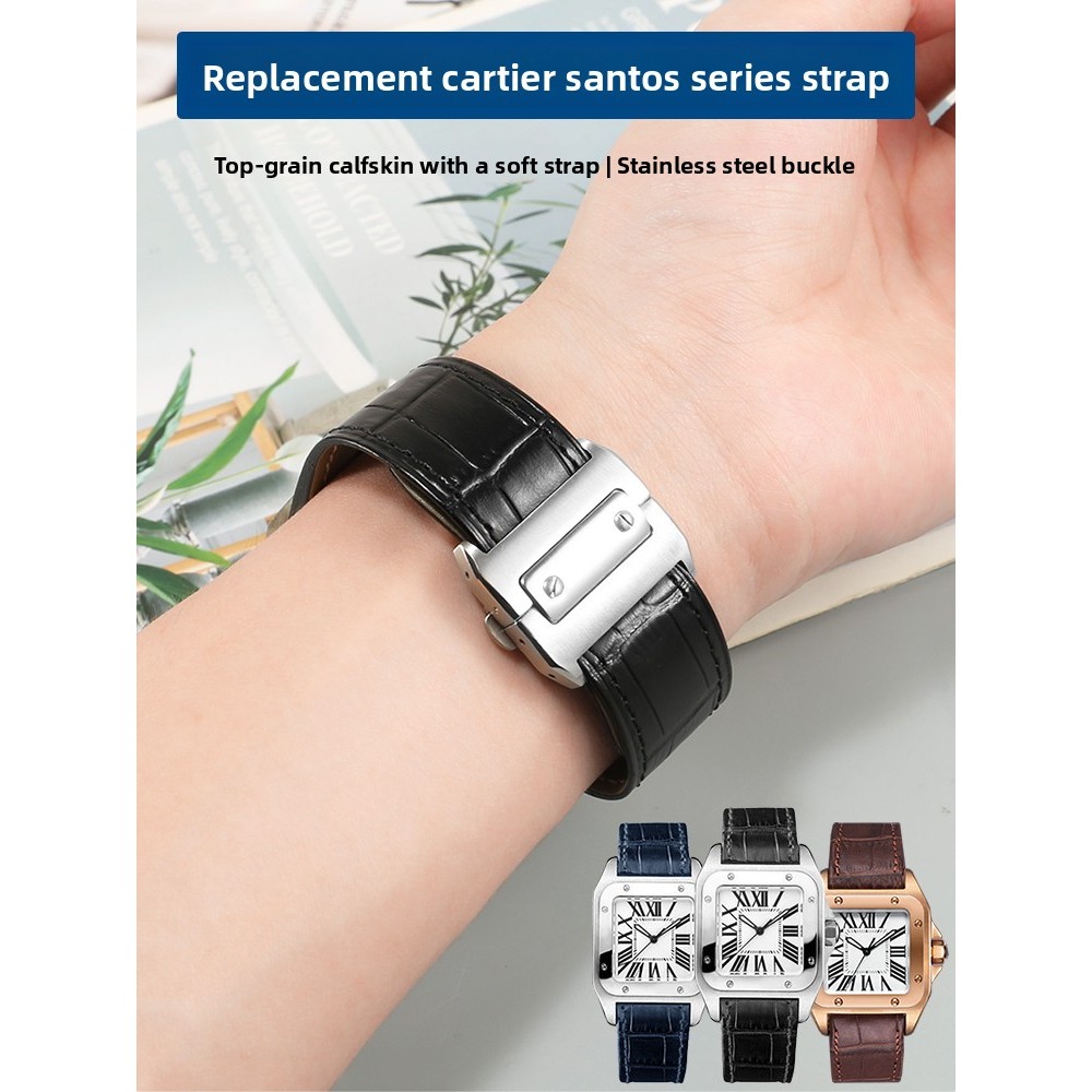 Suitable for Cartier Santos Strap Men's SANTOS 100 Santos Leather Watch Strap 20/23mm