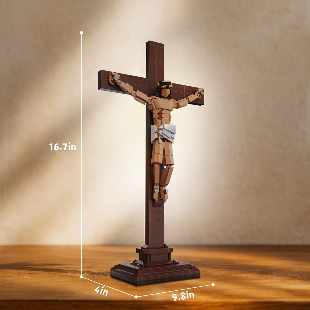 Jesus Crucifixion Building Blocks Religious Cross Statue Puzzle Adult Puzzle Toy Faith Decoration