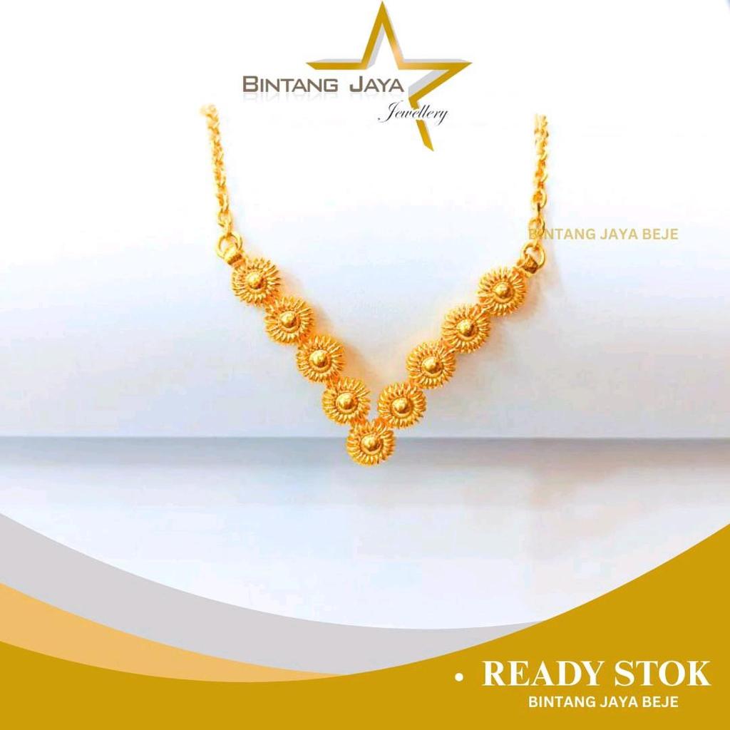 Kalung Emas LM Matahari V - Kadar LM99 - Berat 9,99gr - Size 47 CM - Desain leher V yang sangat mena
