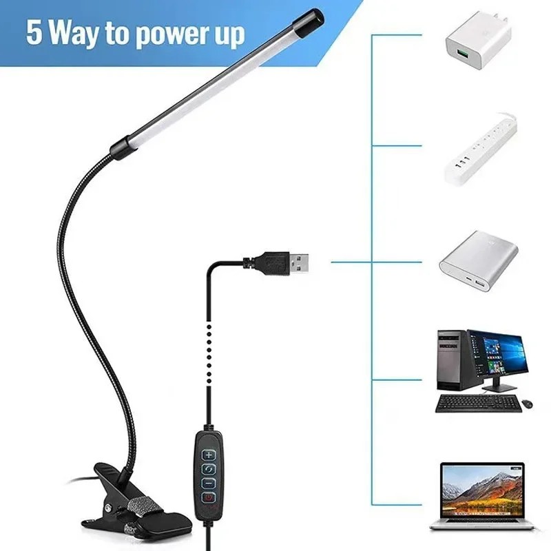 LED clip type desk lamp, student dormitory, bedroom, desktop, bedside reading lamp, eye protection