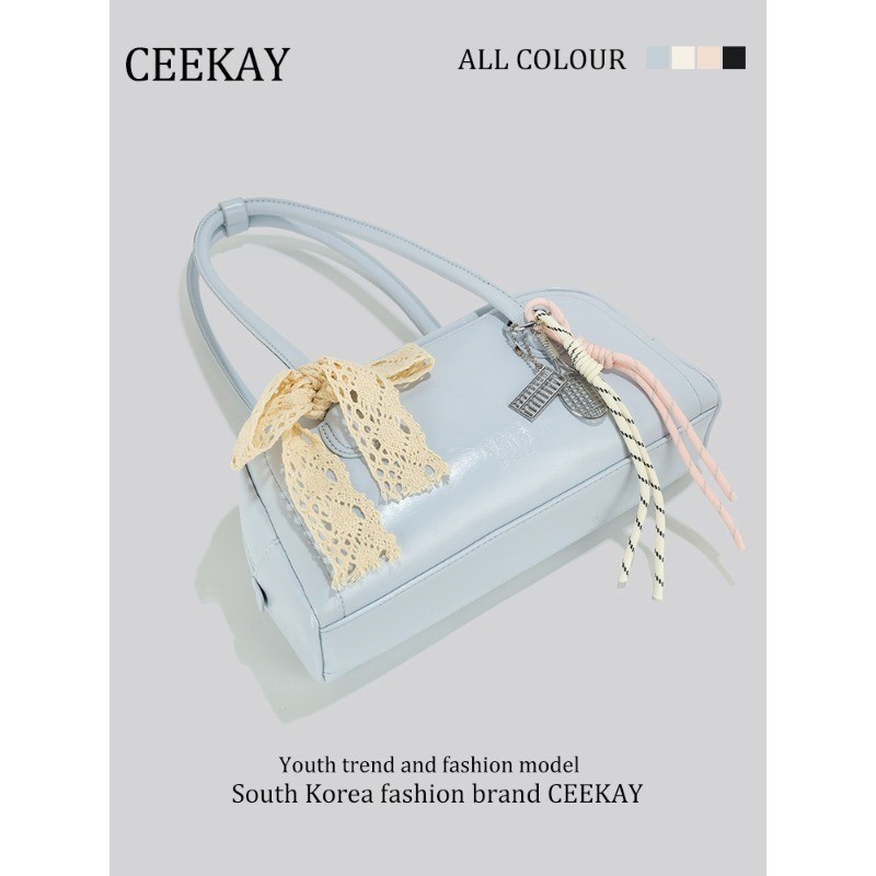 CEEKAY authentic niche bow bowling pillow bag high-end light luxury bag female Boston messenger bag